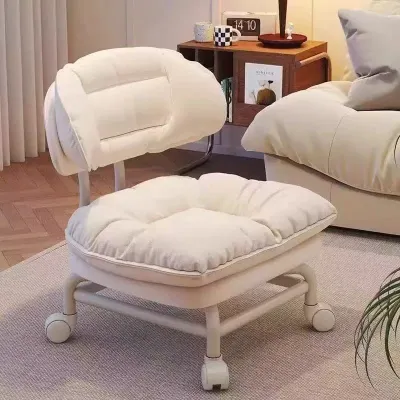 360° Rotating Rolling Stool with Pulley Wheels - Adjustable Low Roller Seat Round Stool for Home/Office