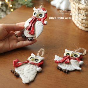 UNIITY với dây thừng đay Đồ trang trí hình cú Nhựa Cổ điển Móc treo cây Lễ hội  Dây Treo Trang trí cây thông Noel