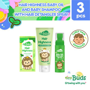 Tiny Buds Hair Detangler Spray 100ml with Hair Highness Shampoo 200ml and Oil 50ml (3pc Bundle)