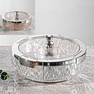Household Sealed Rotating Snack Fruit Tray Transparent Rotatable Storage Box Living Room Snack Candy Dessert Box