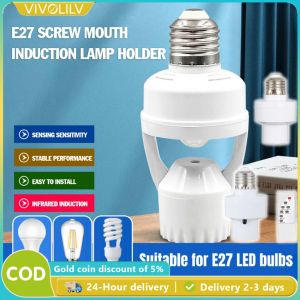 VIVOLILV (Delivery 2-3 days) 💡💡 E27 LED bulb socket human body sensing lamp head energy-saving bulb socket remote control/sensor adjustable delay switch