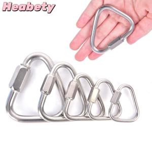 Heabety Triangle Carabiner Stainless Steel Keychain Snap Clip Hook Buckle Screw Lock