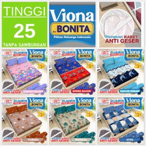 Sprei Bonita Viona Semua Ukuran 180/160/120 Tinggi 25cm Seprai Double Karet 180x200 160x200 120x200