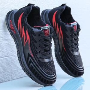 COD Leather waterproof shoes mens sports running shoes casual shoes black work shoes sneakers
