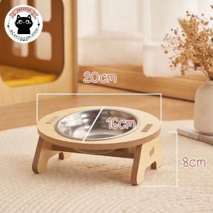 ❤️ชามเดี่ยว+สแตนเลส แบบไม้ ชามอาหารแมว มินิมอล❤️