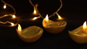 LED Candle Deepavali Decoration item Flameless Diwali Oil Lamp for Indoor Outdoor Decor Water Sensor Floating Design