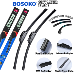 BOSOKO U-Hook Car Windshield Soft Wiper Blade For Proton/Perodua/Toyota/Honda/Nissan/Mazda (1 Pc)