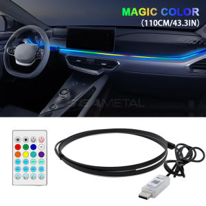 SEAMETAL Car Ambient Lighting Kit RGB LED Strip Light USB Plug Interior Atmosphere Lamp APP Remote Control