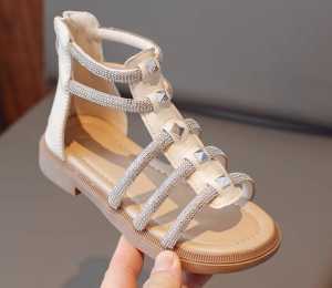 Bunga Sandal Anak Perempuan Kekinian Permata Indah Hitam Putih Sol Empuk (672)