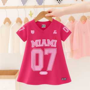 Dress Anak Perempuan Motif Miami Bahan baby terry usia 3-12 Tahun