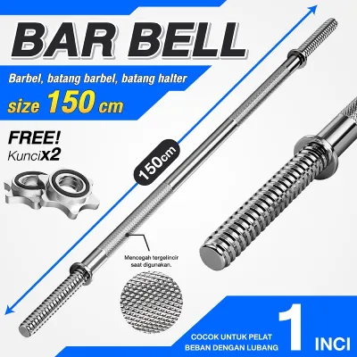 BG SPORT Barbell Rod Stick Alat Olahraga Fitness Angkat Besi 150Cm