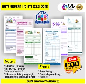 nota 2 ply murah nota laundry 2 rangkap buku nota nama toko sendiri ukuran 1/3 hvs /polio 2 ply