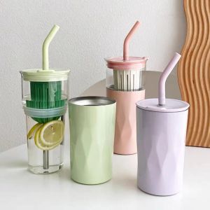 YUDESHUI 650ML Cooling Storage Glass Large Capacity 2in1 Thermal Cup Coffee Cup Insulated Cup Drinkware