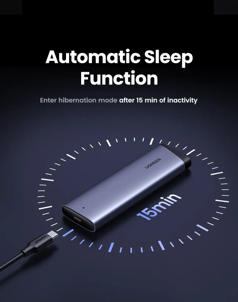 UGREEN 10Gbps Dual Protocol M.2 NVME and SATA SSD Case USB3.2 Gen2 Compatible with M.2 M-Key(NVME)/M&B-Key(SATA) Model: 15813