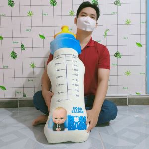 GẤU BÔNG BÌNH SỮA GỐI ÔM DÀI 90CM HÌNH BÌNH SỮA GÒN MỀM CAO CẤP MẪU MỚI