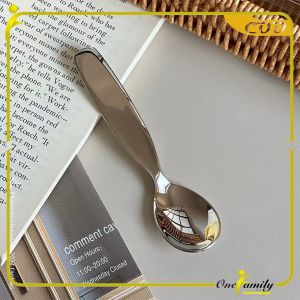 ONE-C1404 Sendok Garpu Makan Anak Stainless Pegangan Pendek Sendok Makanan Penutup Anti Karat