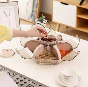 Khay đựng bánh kẹo hộp đựng mứt tết hình cánh sen 6 cánh tự bung cao cấp mẫu mới nhất