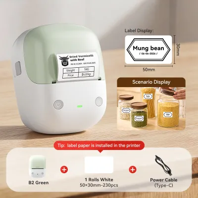 NIIMBOT B2 Bluetooth Portable Mini Label Printer for Name Label Sticker Food Stickers Switch Stickers Kitchen Sticker Printer