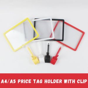 PURETEN Plastic Price Tag Clip Color A4/A5 Label Sign Holder High Quality Rotatable Desktop Message Postcard Holder Supermarkets