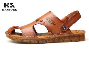 Dép da nam hàng siêu cấp - da bò nhập khẩu kết hợp cùng đế kếp massa êm chân vô cùng - bảo hành 12 tháng hàng chính hãng HK.STORE (R01)