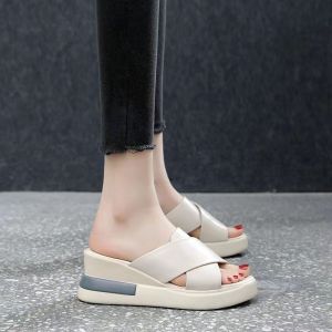 [Free Shipping] Womens Summer Platform Thick-Soled Wedge Sandals with Open Back and Strap Closure Large Size High-Heeled Sandals for Women