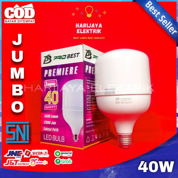 Probest Lampu Bohlam Led 40 Watt Tabung Jumbo Besar Bulb E27 Sni Putih Lazada Indonesia 0267