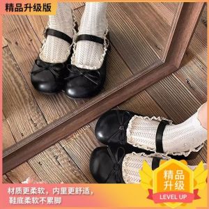 Round-Toe Retro Bow Flat Leather Shoes For Women 2025 New Spring-Summer Style Suitable For Pairing With Skirts Soft-Soled Shoes