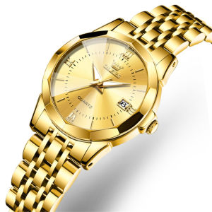 OLEVS 9989 Fashion Quartz Women Watch Gift Stainless Steel Watchband Round-dial Wristwatch Calendar Luminous