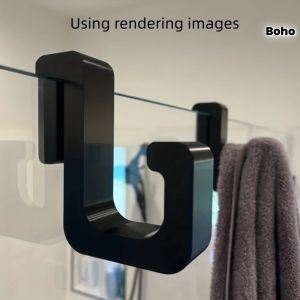 PAZNUL 3D Heavy Duty Hook No Drilling Plastic Glass Door Hook Towel Hanger Hook Heavy Duty Towel Hanging Hook for 8mm Glass Door Bathroom Storage