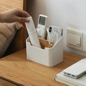 Leather Remote Control Holder360 Degree Spinning Desk TV Remote CaddyBedside Table Organizer for ControllerMediaMail