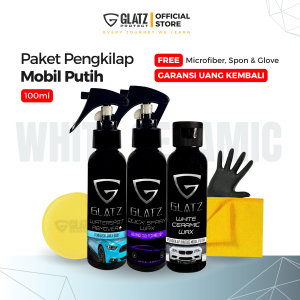 Glatz Paket Lengkap Perawatan Khusus Mobil Putih Semi Ceramic Coating Pengkilap Cat Body Wax Poles