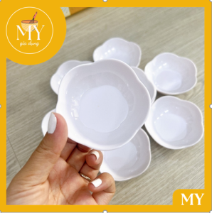 Chén chấm bông màu trắng - đụng nước chấm muối tiêu chanh ớt.....Chén chấm hình hoa FATACO CC50