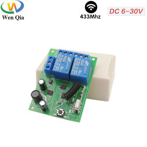 WenQia Công Tắc Điều Khiển Từ Xa Không Dây 433MHz Bộ Thu Rơ Le DC 6V 12V 24V 30V 2CH Với Bộ Phát Cho Nhà Để Xe/Cửa/Cổng/Động Cơ/Đèn