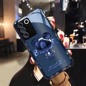Vivo V30 V29 V27 Case Vivo V29E V27E V23 V25 V25E Case Vivo V30 V27 V25 Pro Case Vivo Y36 Y27S Y27 5G Luxury Liquid Glass Shockproof Case Bear And Drop-Proof Phone Case 2021 Street Fashion Bear