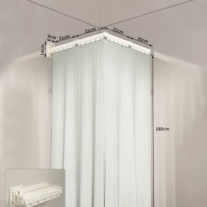 Folding Rod Shower Curtain Set Invisible Shower Partition Bathroom Waterproof Polyester Retractable Dry-wet Separation