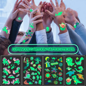 Cartoon Luminous Tattoo Stickers for Children Temporary Tattoos Waterproof Fluorescent Disposable Body Art Tattoo 110x75mm