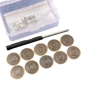 10 Pcs Jeans Buttons Removable Trouser Buttons 17mm Replacement Buttons with Screwdriver for Pants and Jackets
