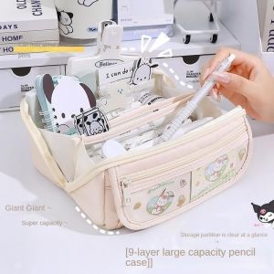 Cute Kuromi Pencil Case 9 Layer Sanrio Stationery for Junior High School Girls New Primary School Students Large Capacity High Appearance Cute Cartoon