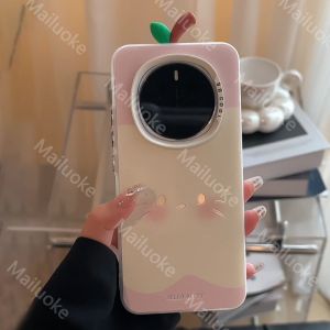 Honor Magic 7 Pro เคสแมวคิตตี้เคสกันกระแทกผิวด้านลายแอปเปิ้ลเคสโทรศัพท์ขอบซิลิโคนอ่อนนุ่มสำหรับเด็กผู้หญิงนักเรียน