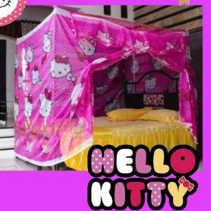 KELAMBU KARAKTER HELLO KITTY SUPER JUMBO TEBAL DAN KUAT 210X210CM BAHAN POLIESTER TEBAL ANTI NYAMUK