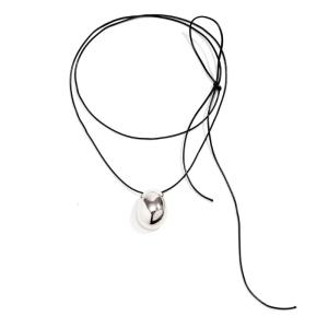 Trendy Women Necklace Eggs Pendant Neckchains Adjustable Wax Rope Choker Geometric Neckchain Daily Use Choker Accessory
