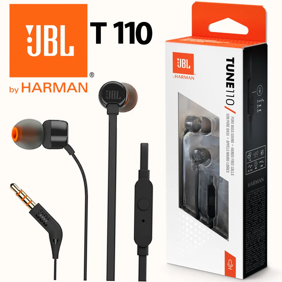 Original JBL T110 3.5mm Wired Earphones Stereo Music Deep Bass