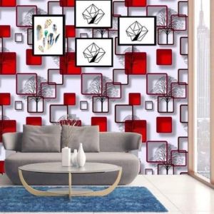 Wallpaper Dinding Motif Kotak Merah 3D Ukuran 8Meter X 45Cm