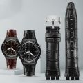 21mm Genuine Cowhide Watch Strap for Swatch YVB404 YVS400 YVS45 Men Stainless Steel Pin Buckle Watch Band Bump Bracelet. 