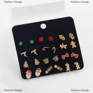 [COD] Fashion Change 24Pcs Christmas Earrings Set For Women Small Shiny Zircon Xmas Tree Santa Claus Snowflake Earring Party Jewelry Accessories Gift