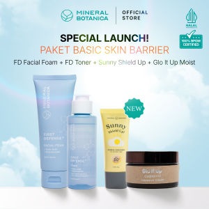 [COMPLETE SKINCARE SET] Mineral Botanica Sunny Shield Up Sunscreen SPF 50+ PA+++ & Glo It Up CoQ10 Moisturizer Cream & Perfect Purifying/First Defense Facial Foam & Toner