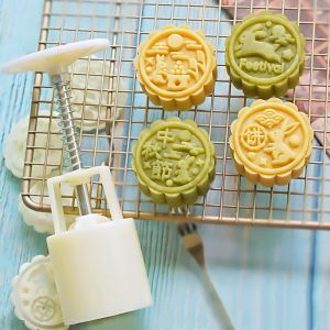 T6JOB1 Reusable 4pcs/set Manual Pressure Mung Bean Cake Cake Decoration Easter Rabbit Dance Shape Moon Cake Mould Bakeware Kitchen Tools