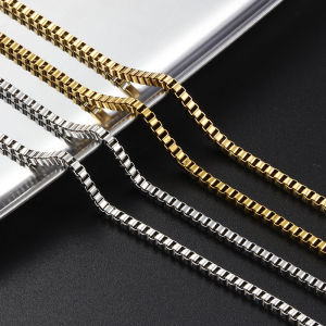 18K Gold Plating Box Chain 2.5/2mm Stainless Steel Necklace Bracelet For DIY Jewelry Making Accessories