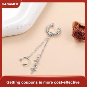 【CANAMEK】 Tinh thể sáng Bóng Sao Tua Tai Clip bông tai cho phụ nữ rhinestone không xuyên Cuff Tai Clip bông tai sụn đồ trang sức