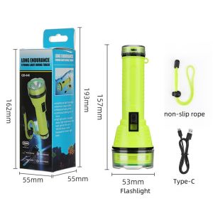 Waterproof Diving Flashlight Rechargeable Headlight IPX8 for Outdoor Diving Spearfishing Handheld Headlamp